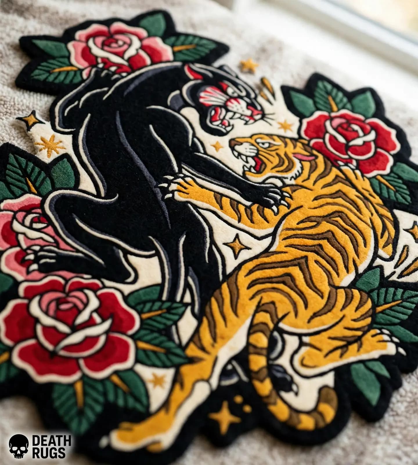 Panther vs Tiger Roses Rugs alternate