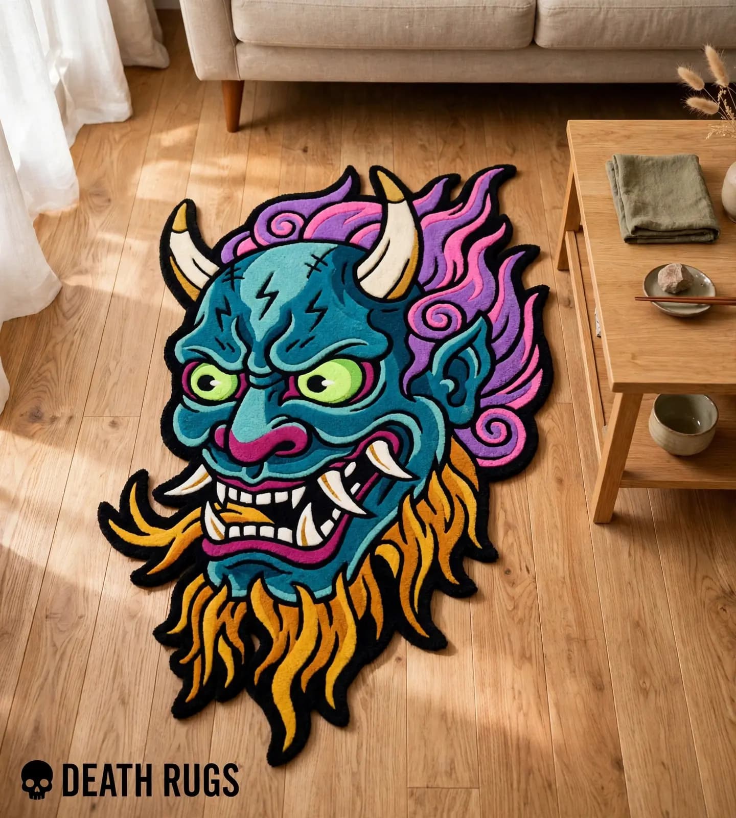 Neon Hannya Oni Rugs thumbnail 3