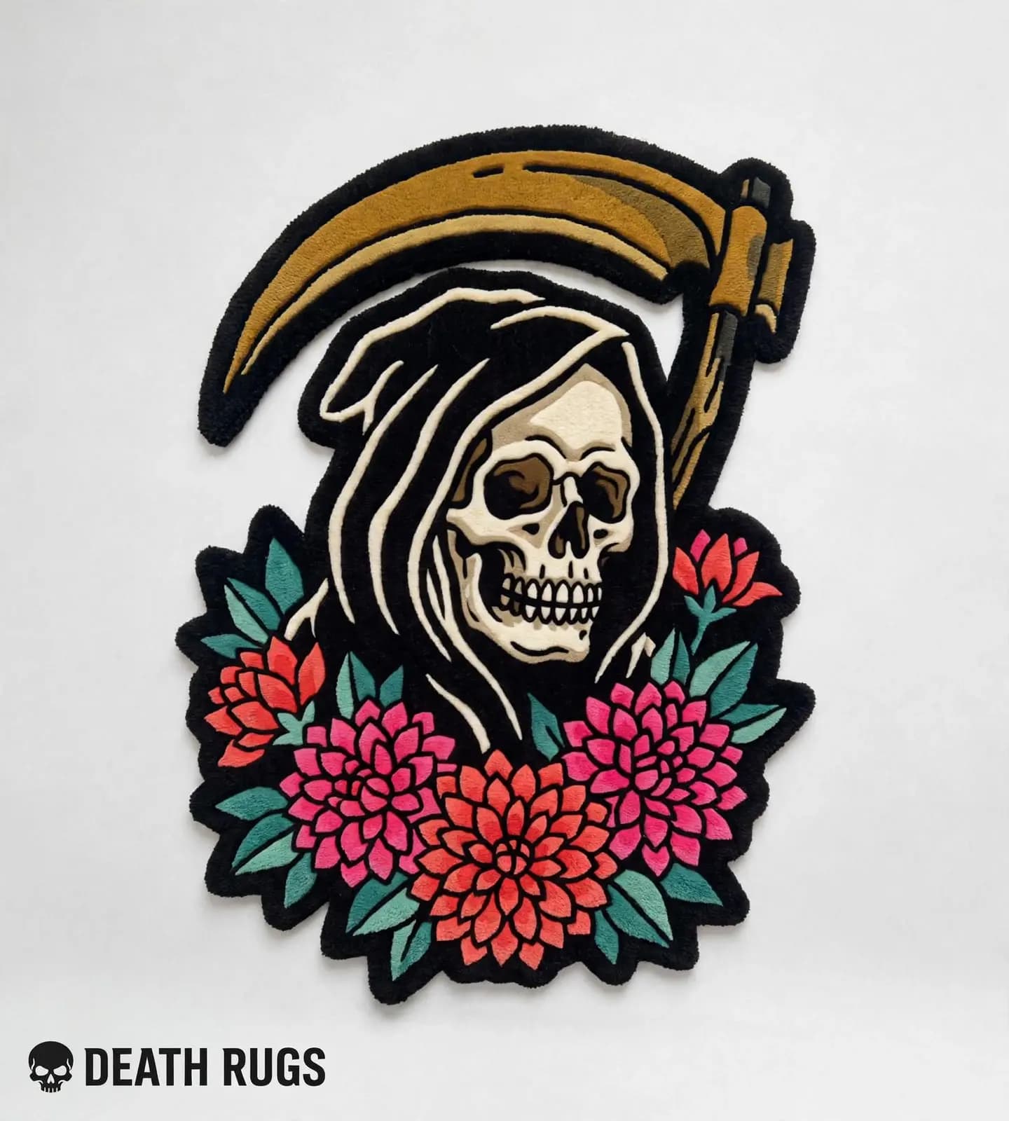 Grim Reaper & Chrysanthemums Rugs