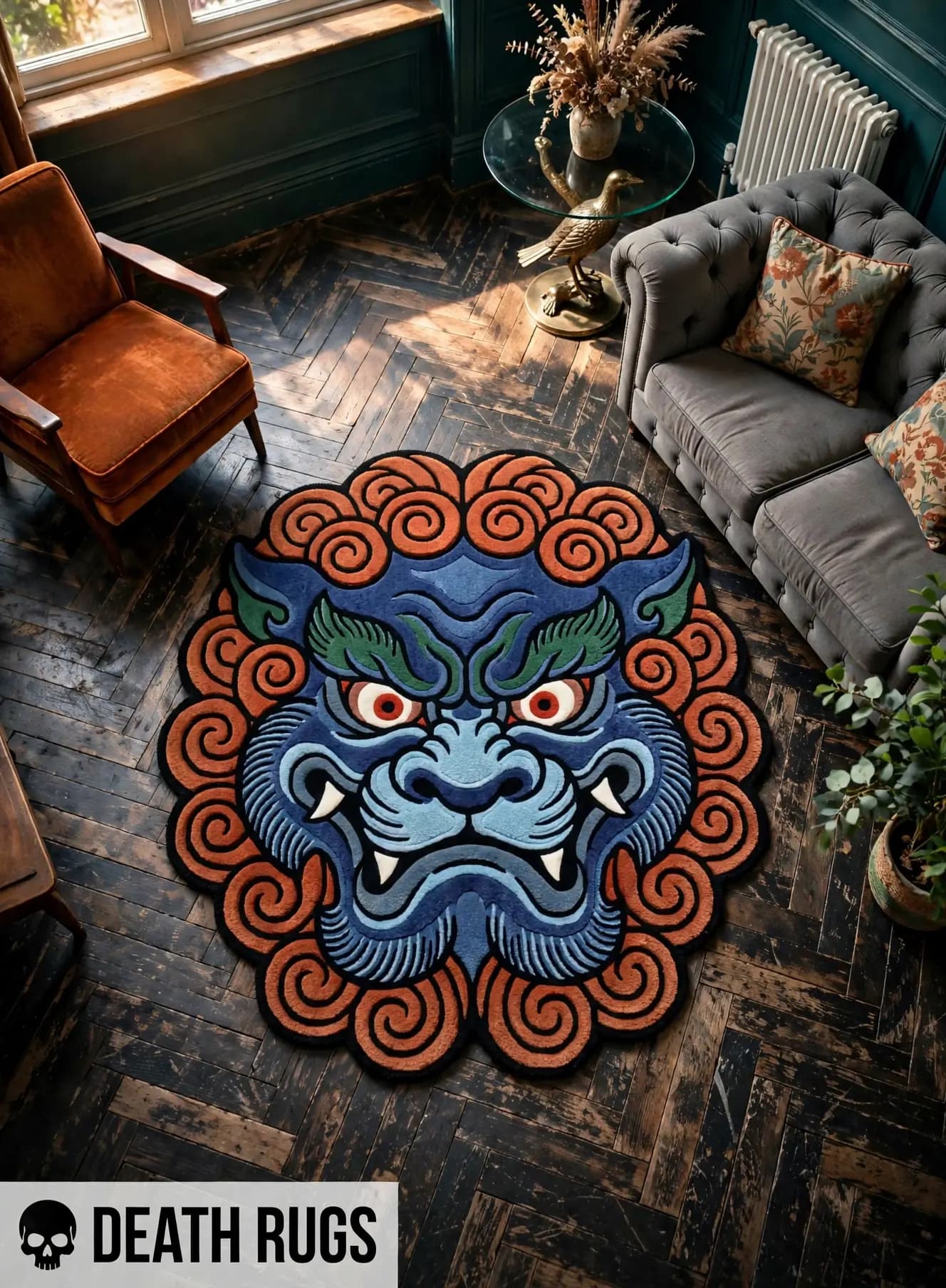 Cobalt Guardian Foo Dog Rugs thumbnail 5