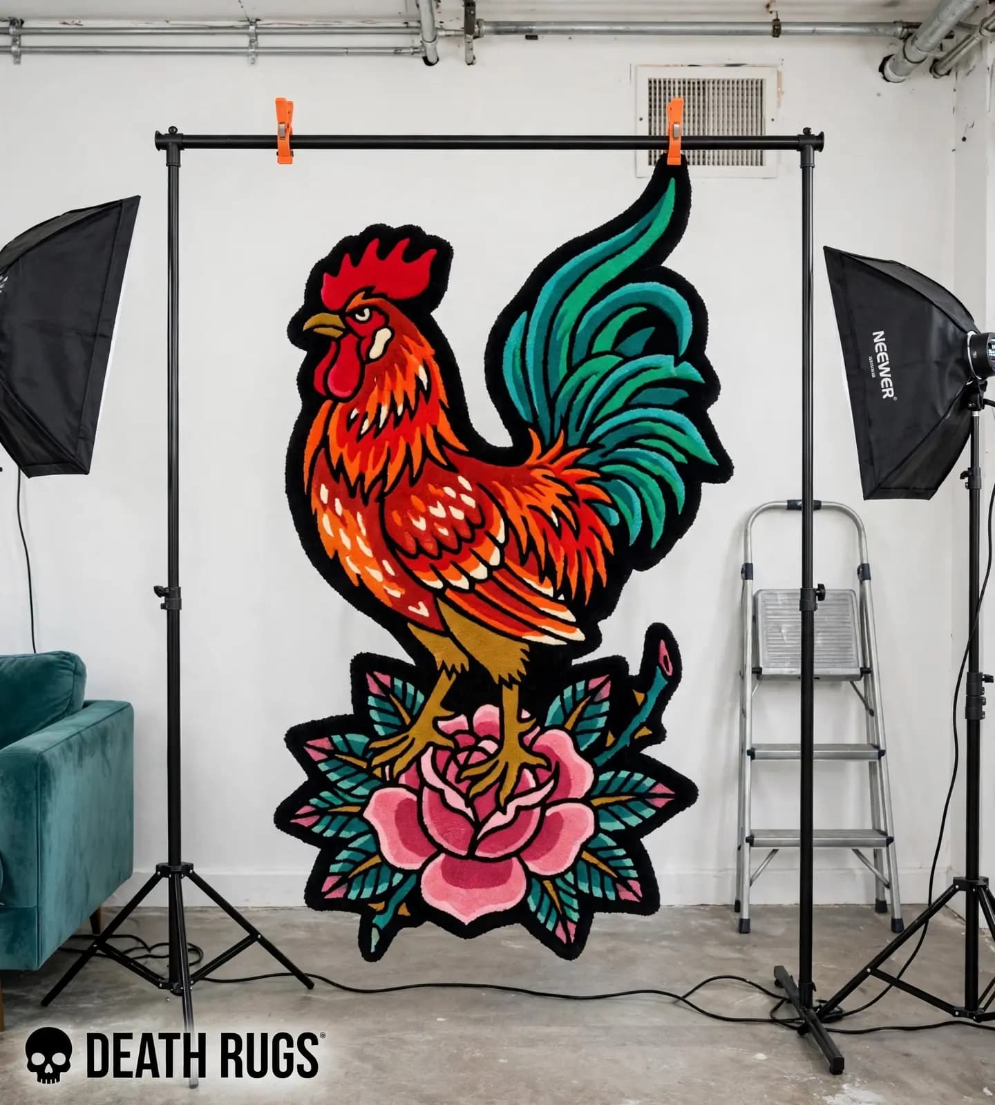 Rooster & Blooming Rose Rugs thumbnail 7