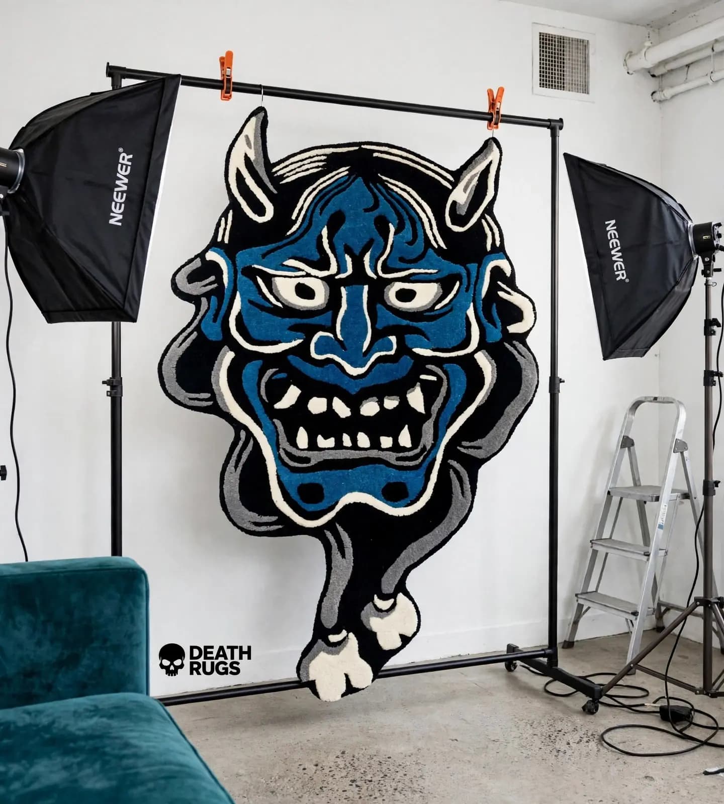Blue Hannya Mask Rugs thumbnail 6
