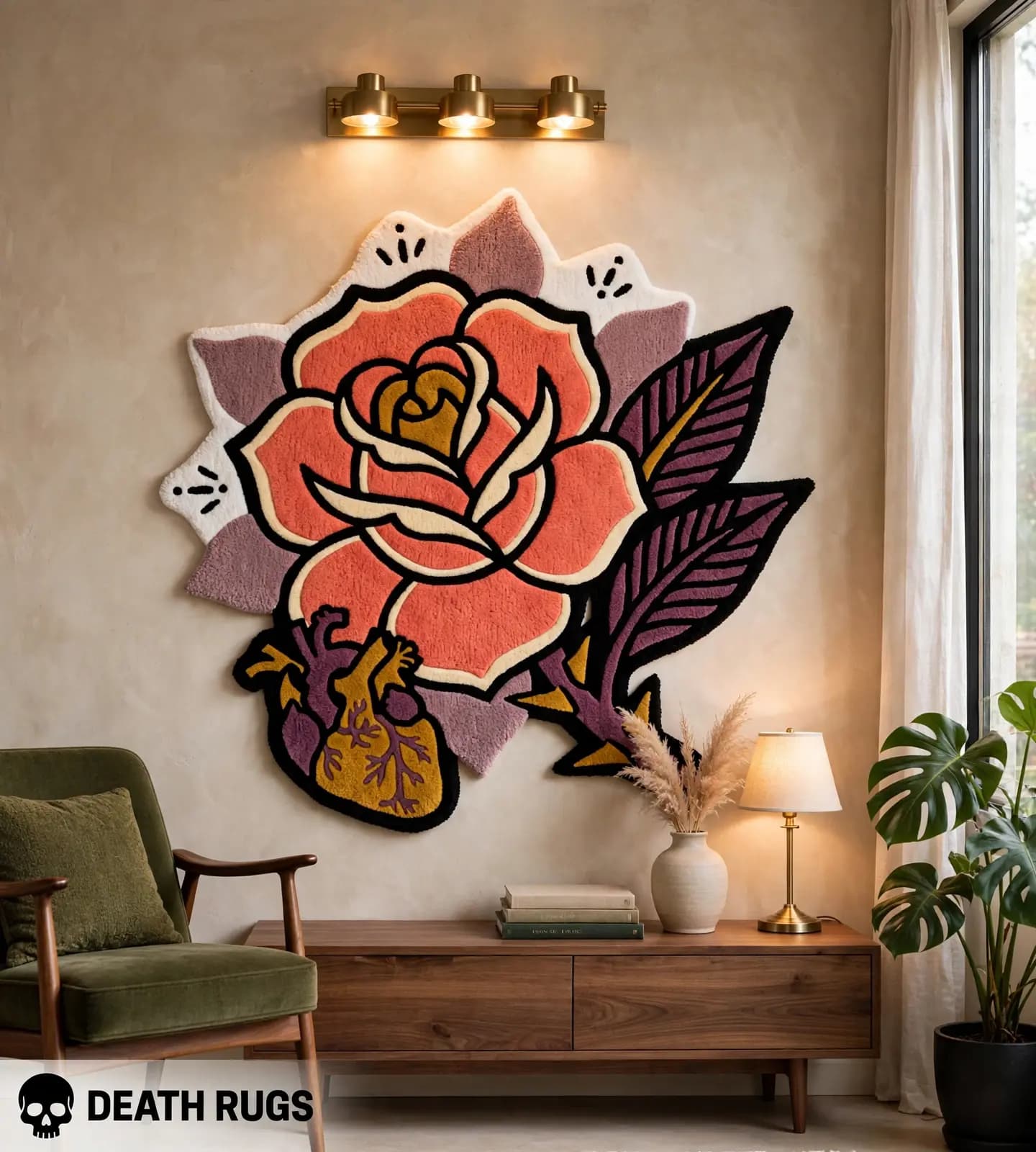 Emerald Skull Rose Rugs thumbnail 3