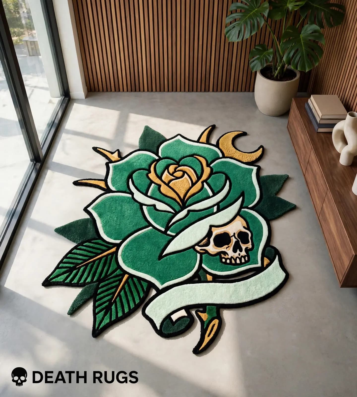 Emerald Skull Rose Rugs thumbnail 5