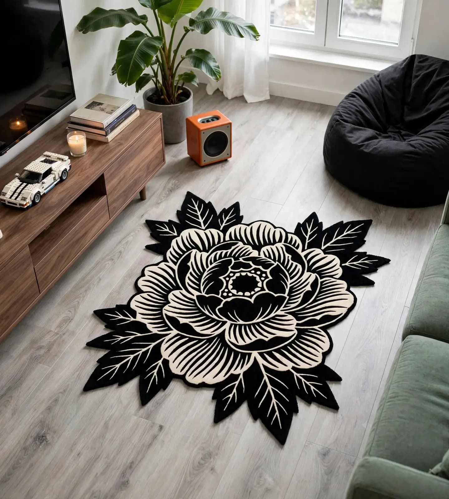 Noir Peony Bloom Rugs thumbnail 5