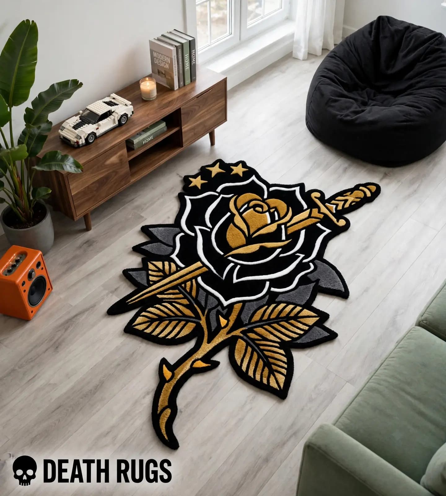 Golden Dagger Black Rose Rugs thumbnail 3