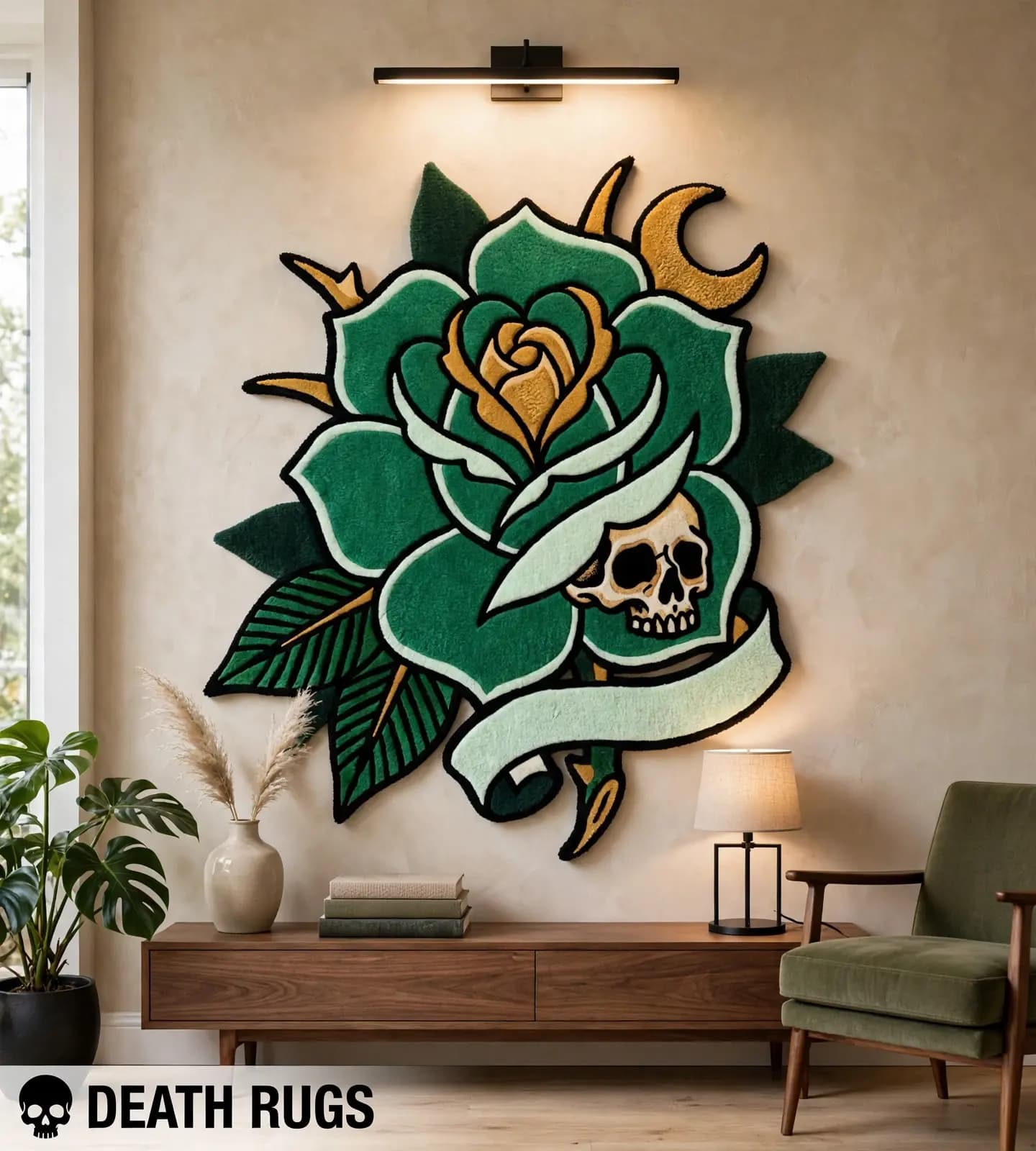 Emerald Skull Rose Rugs thumbnail 4