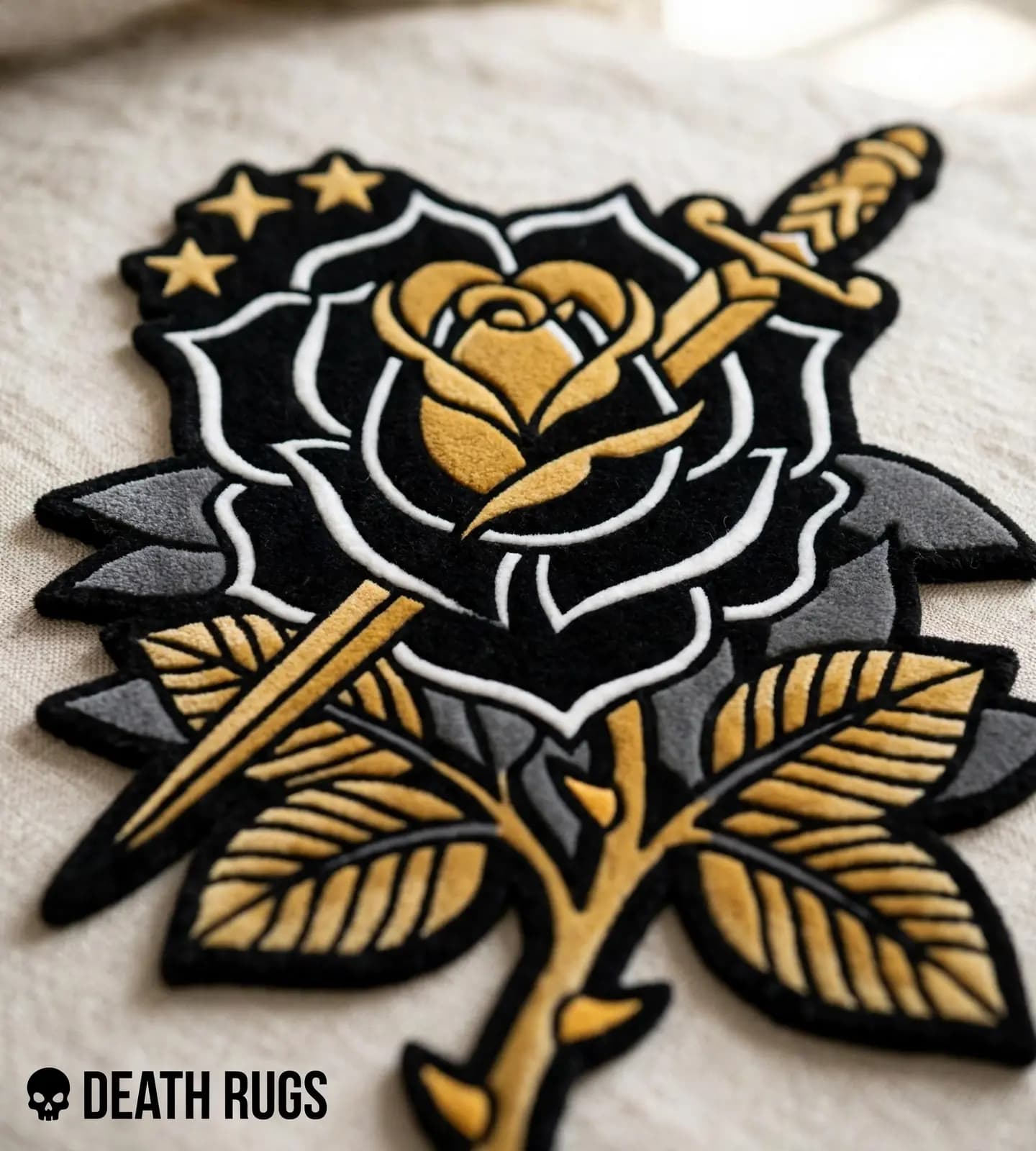Golden Dagger Black Rose Rugs alternate