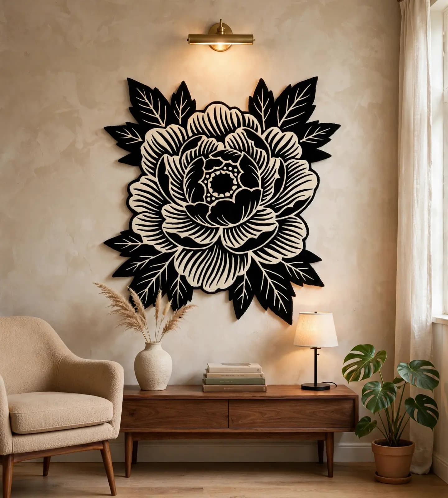 Noir Peony Bloom Rugs thumbnail 4