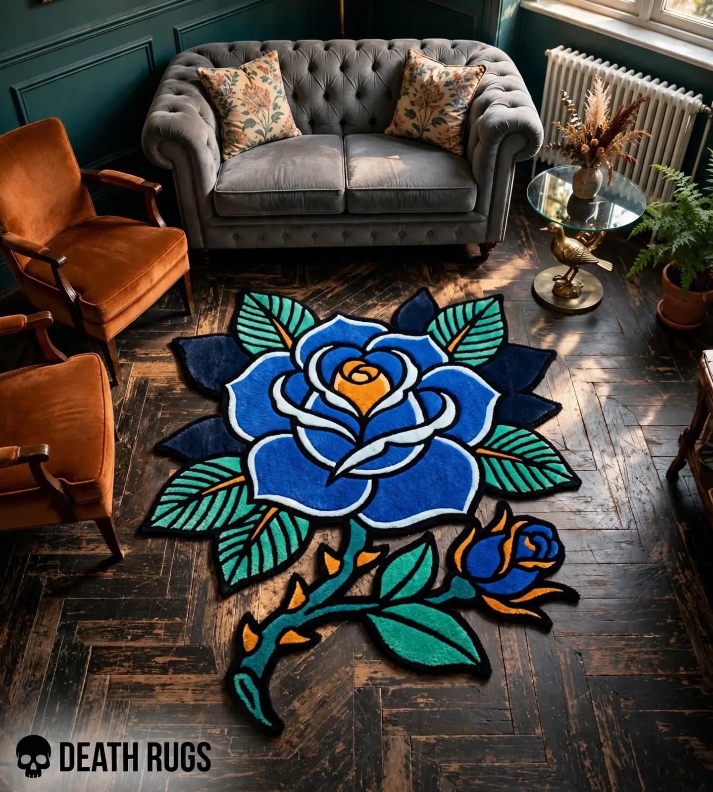 Sapphire Rose & Bud Rugs thumbnail 6