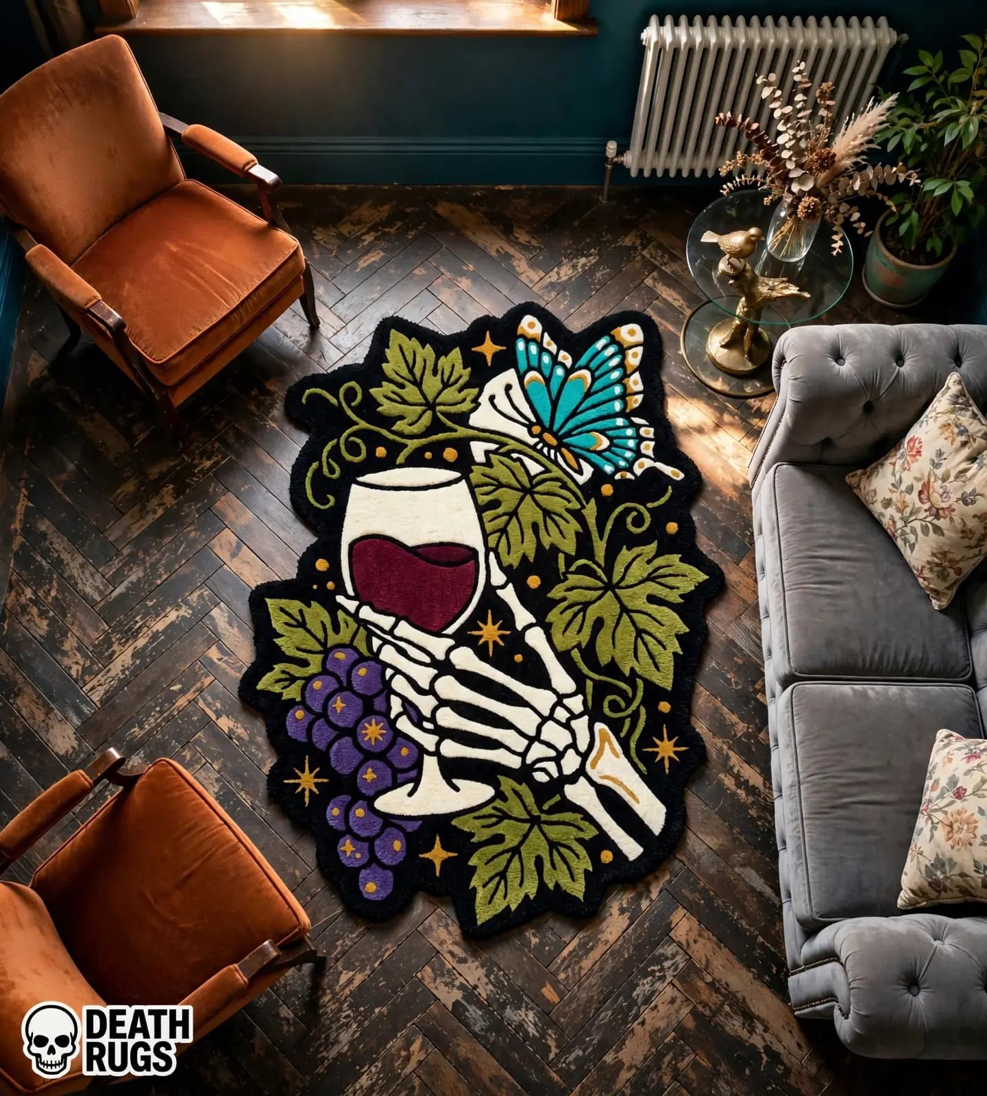 Skeleton Wine and Butterfly Rugs thumbnail 4