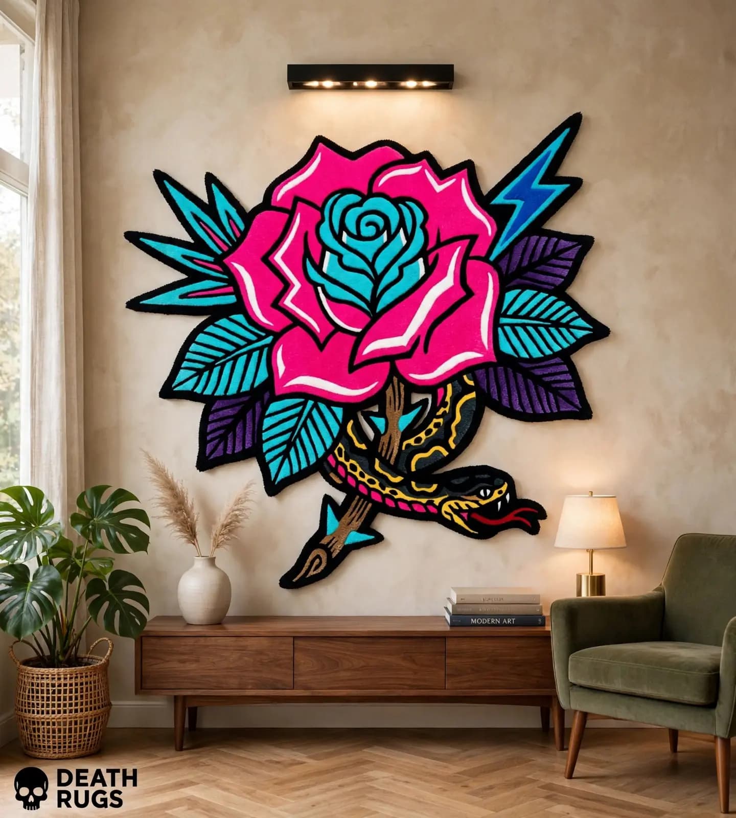Neon Serpent Rose Rugs thumbnail 5