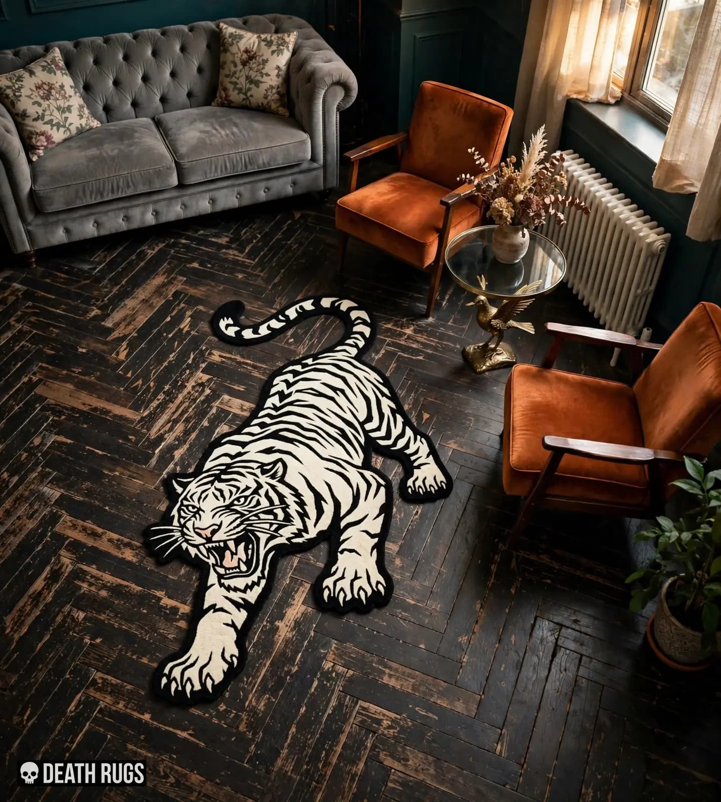 Stalking White Tiger Rugs thumbnail 5