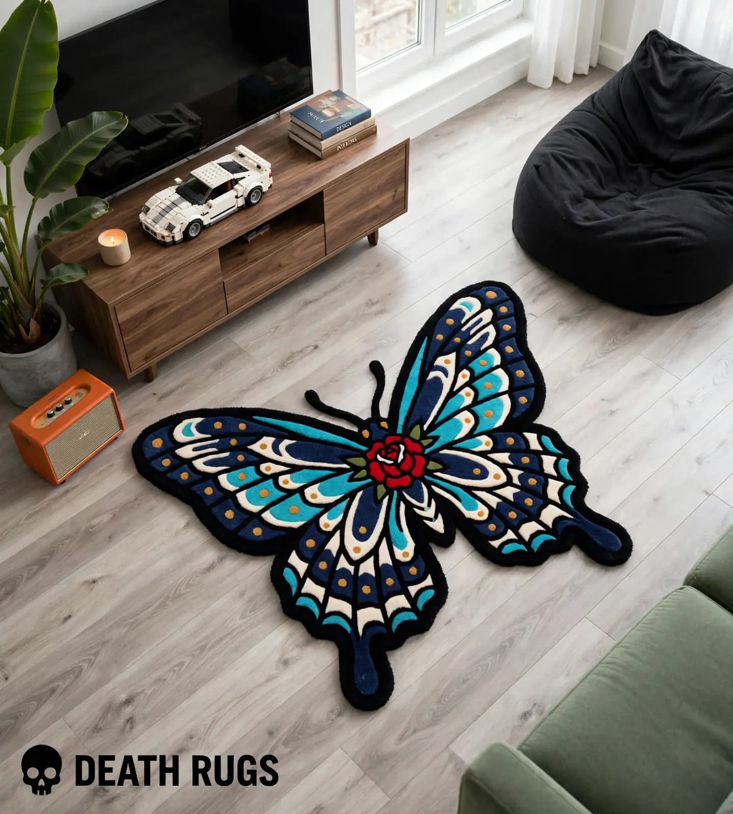 Rose Monarch Butterfly Rugs thumbnail 4