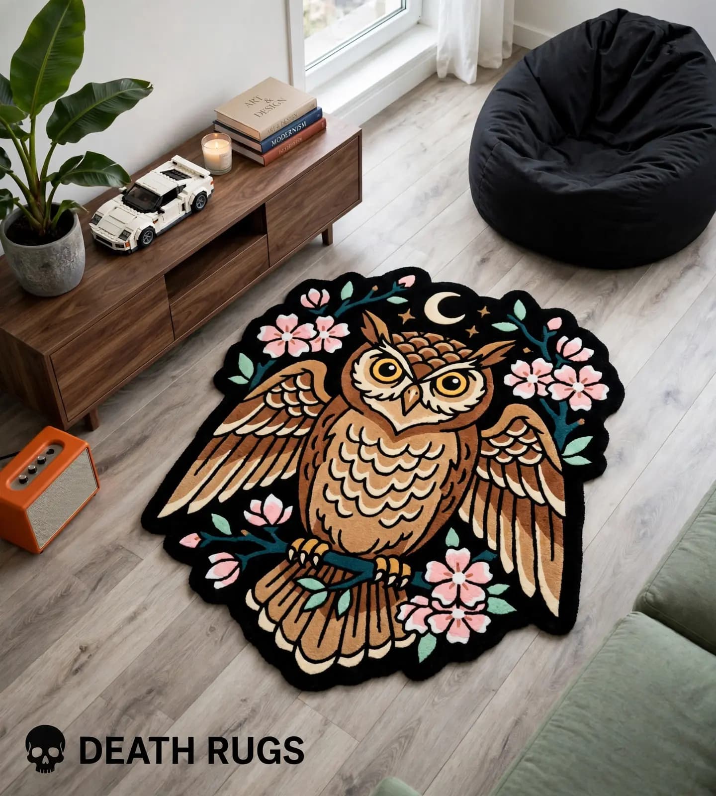 Midnight Blossom Owl Rugs thumbnail 5