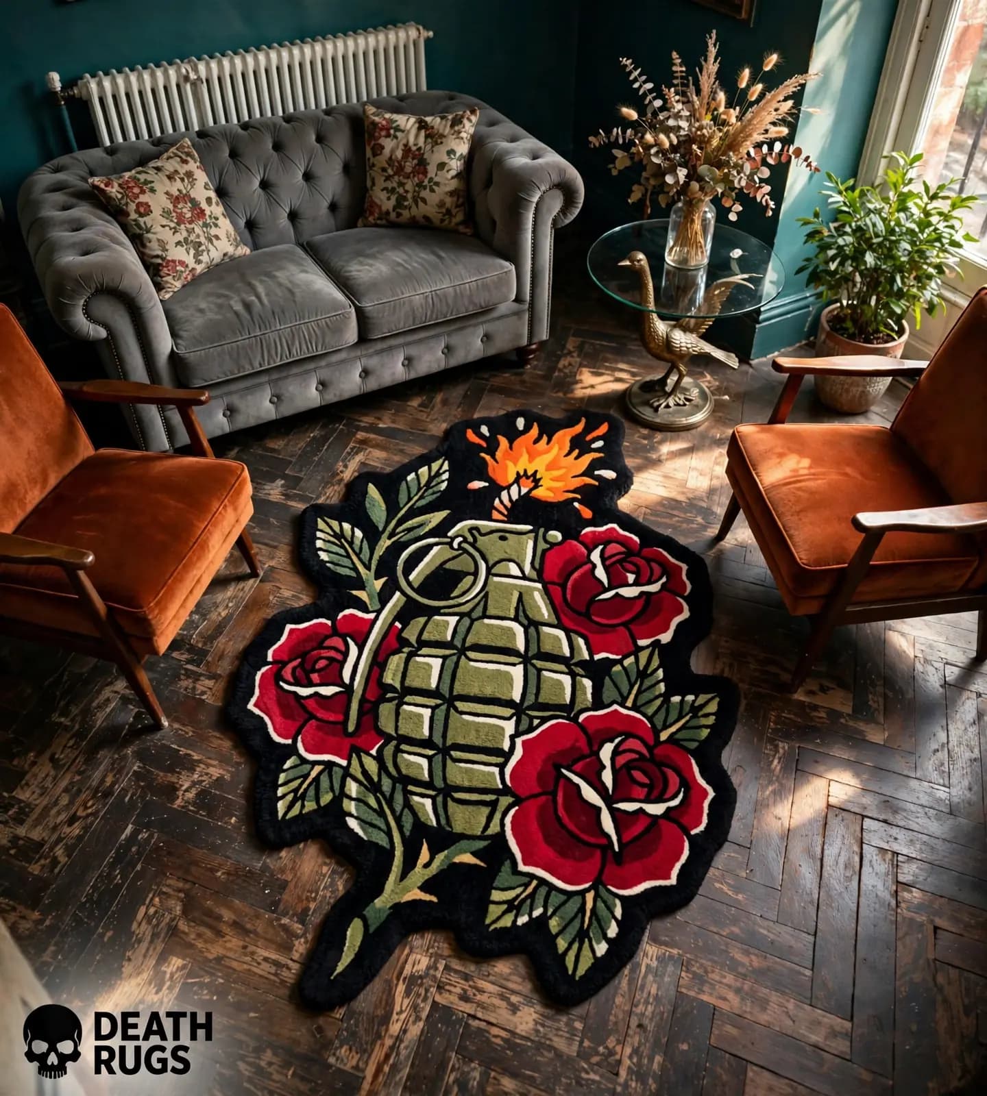 Grenade & Crimson Roses Rugs thumbnail 6