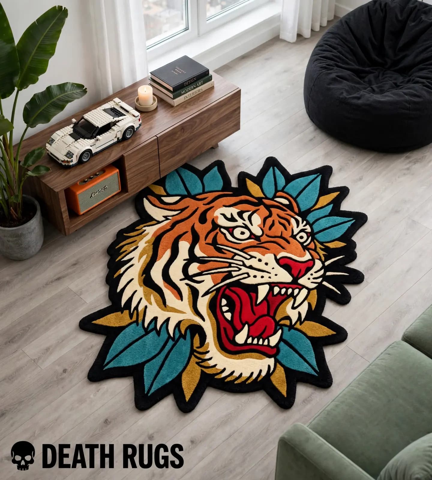 Teal Leaf Tiger Rugs thumbnail 3
