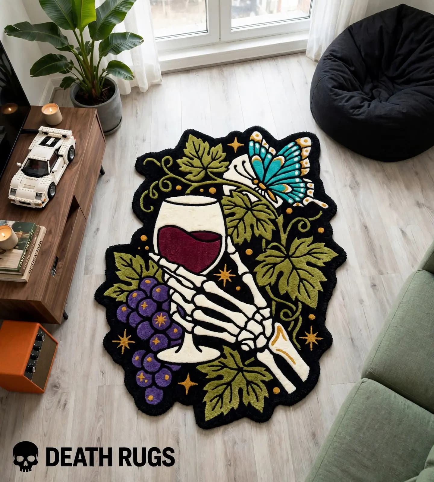 Skeleton Wine and Butterfly Rugs alternate