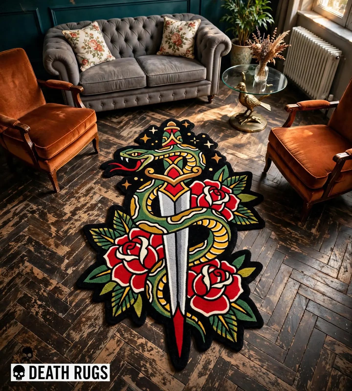 Serpent Dagger Roses Rugs thumbnail 4