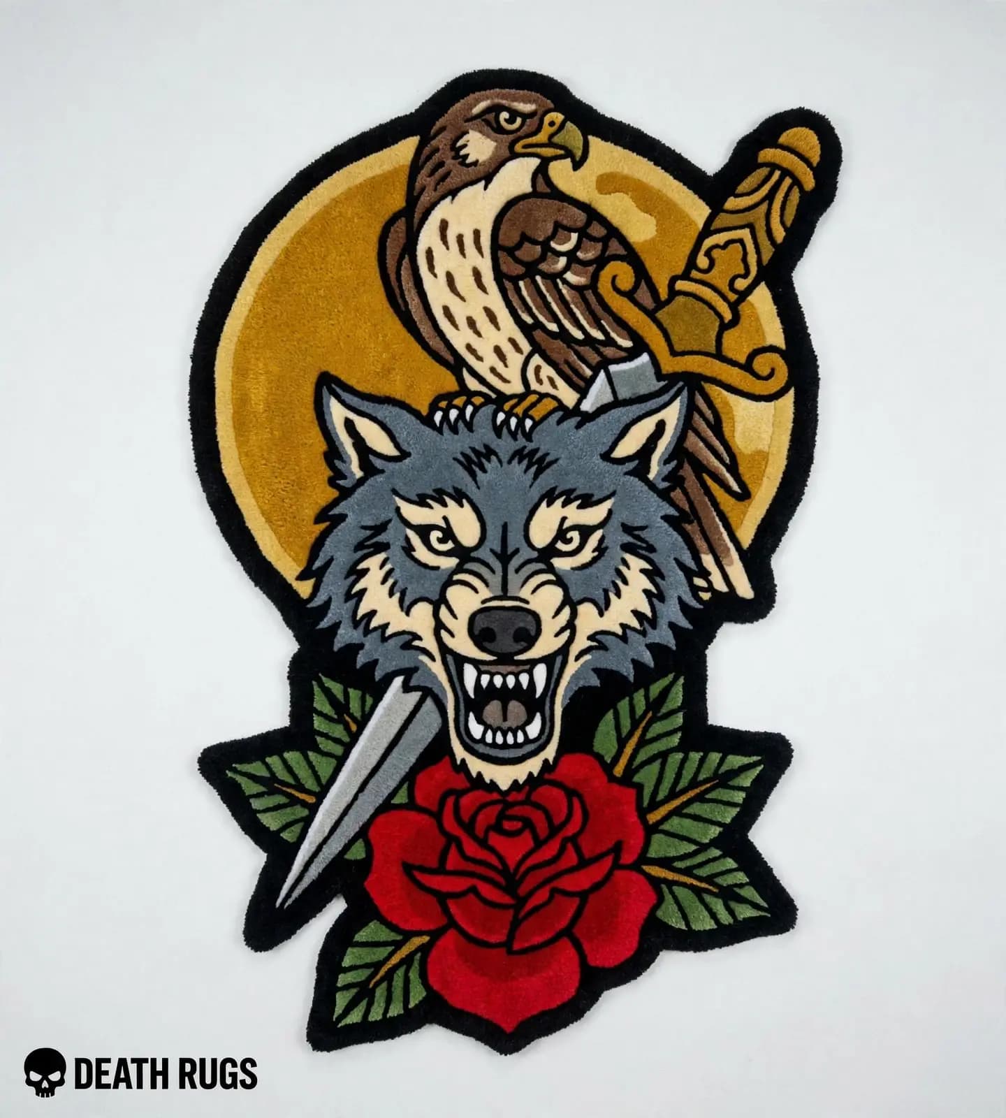 Falcon and Wolf Totem Rugs