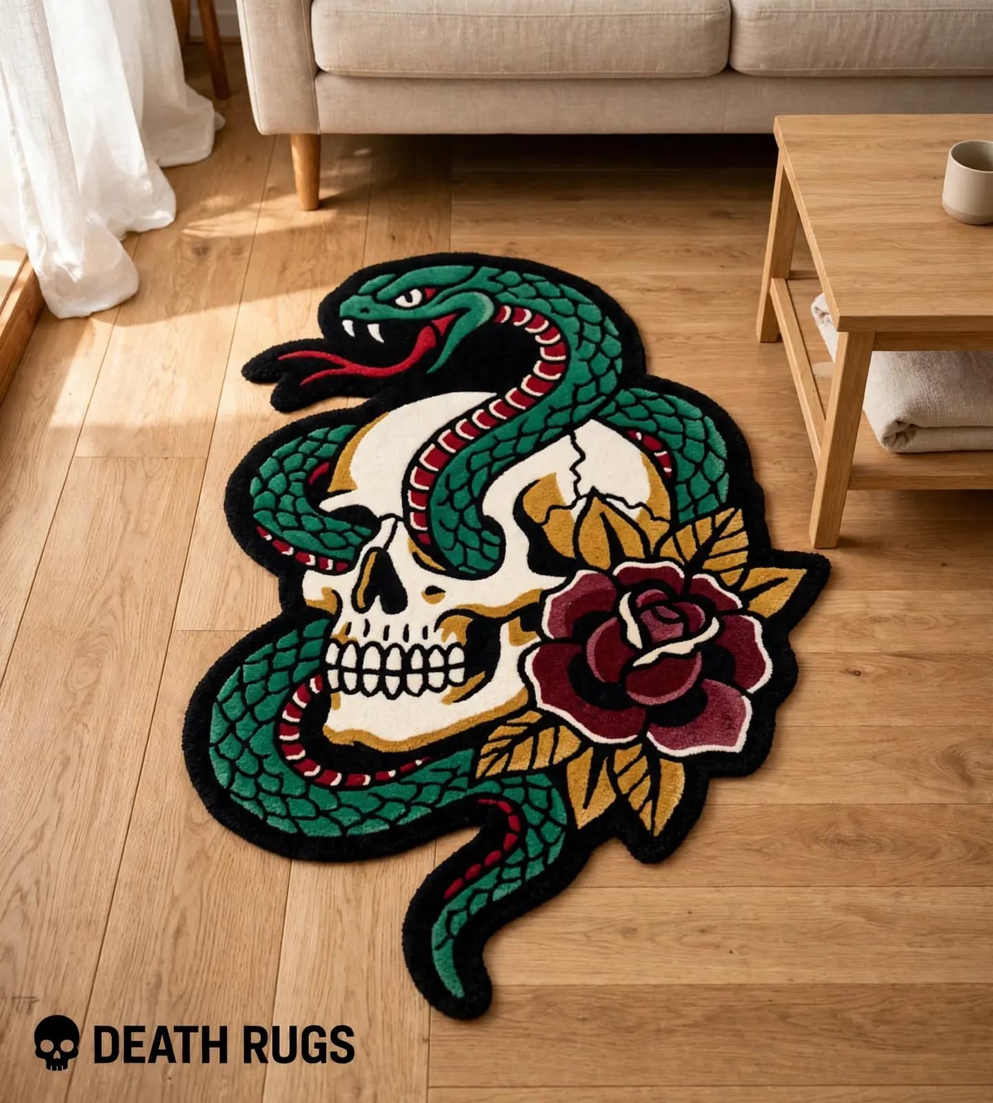 Serpent Skull & Rose Tufted Rug thumbnail 6