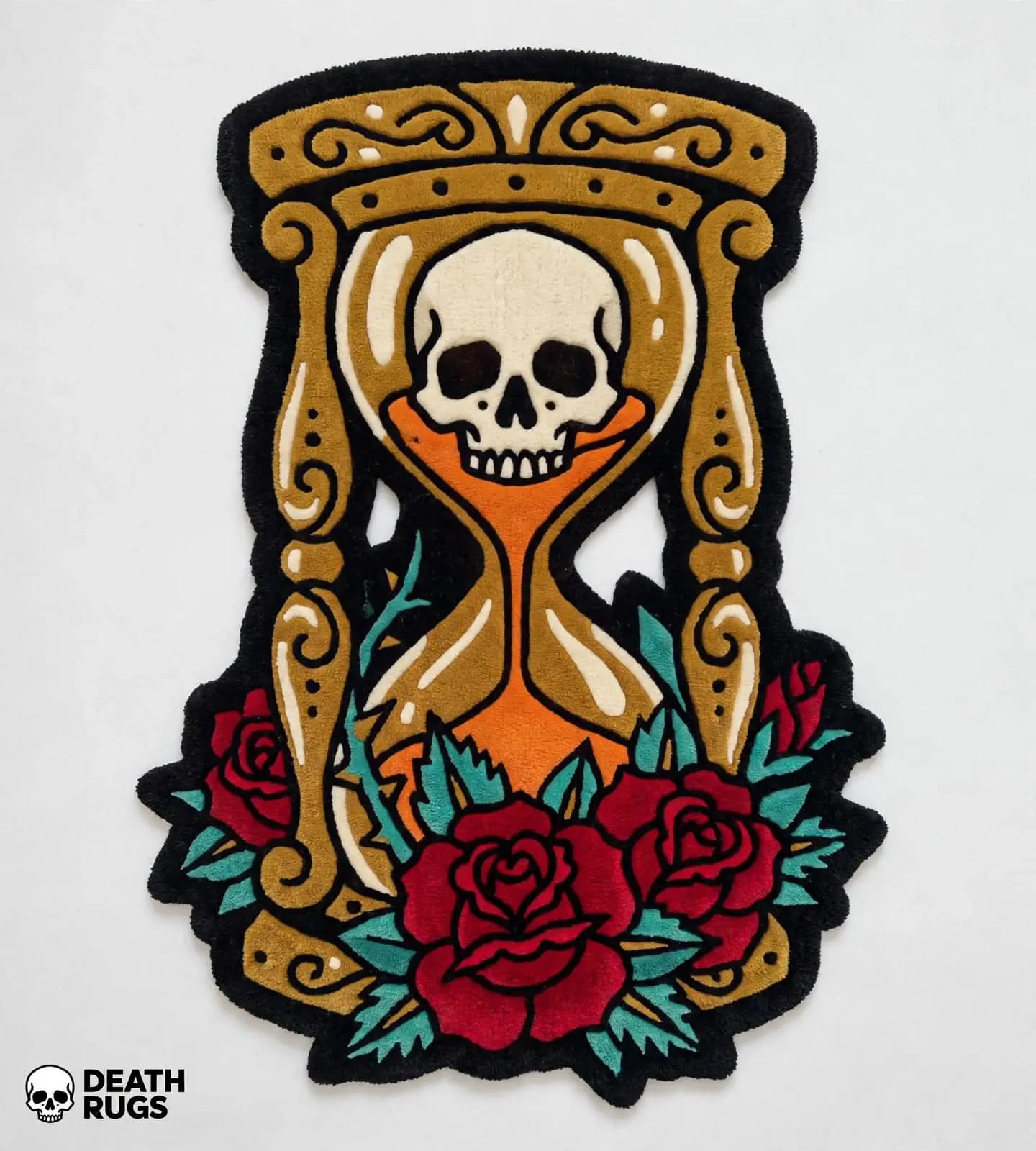 Memento Mori Hourglass & Roses Rugs