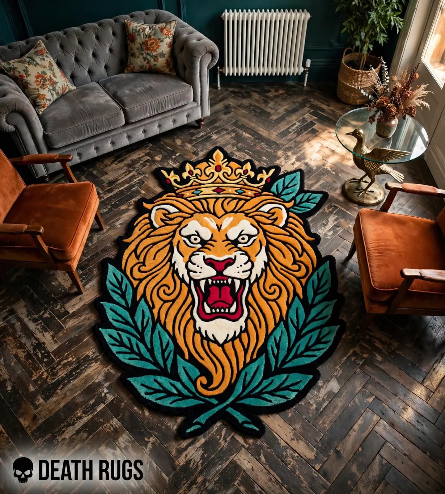 Crowned Lion & Laurel Wreath Rugs thumbnail 5
