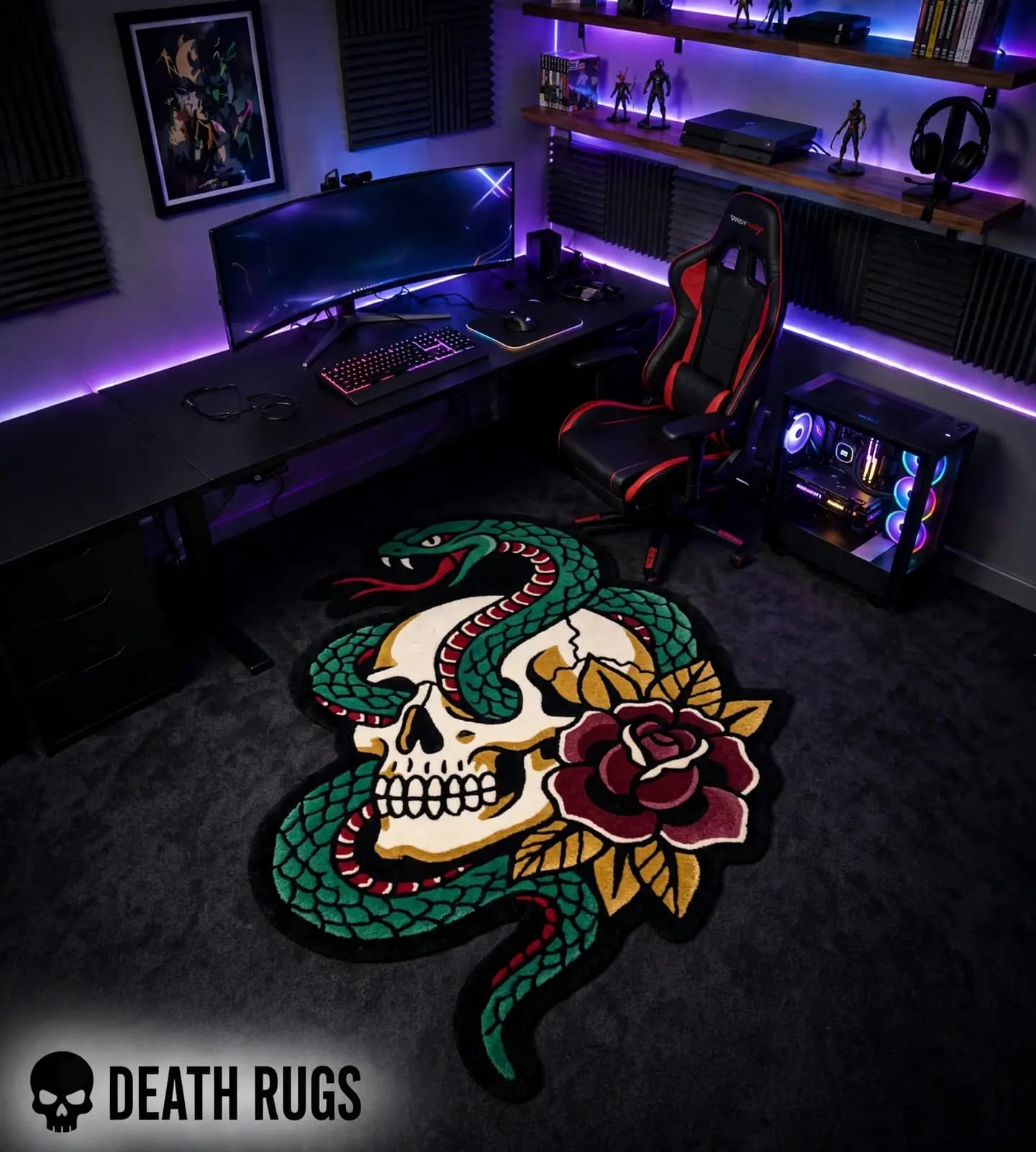 Serpent Skull & Rose Tufted Rug alternate