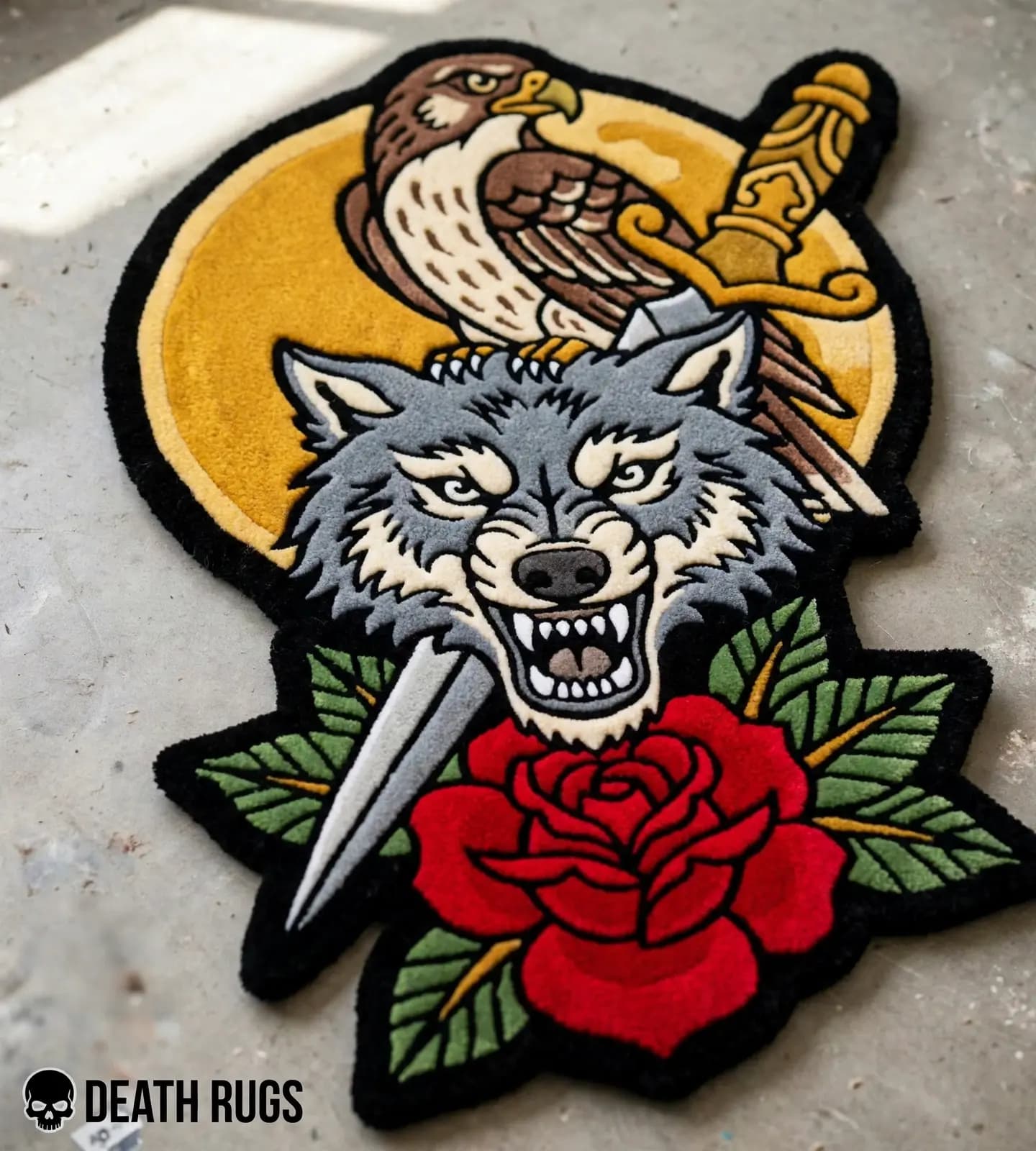 Falcon and Wolf Totem Rugs alternate