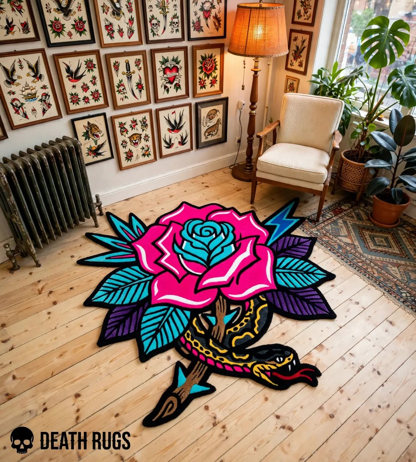 Neon Serpent Rose Rugs thumbnail 8