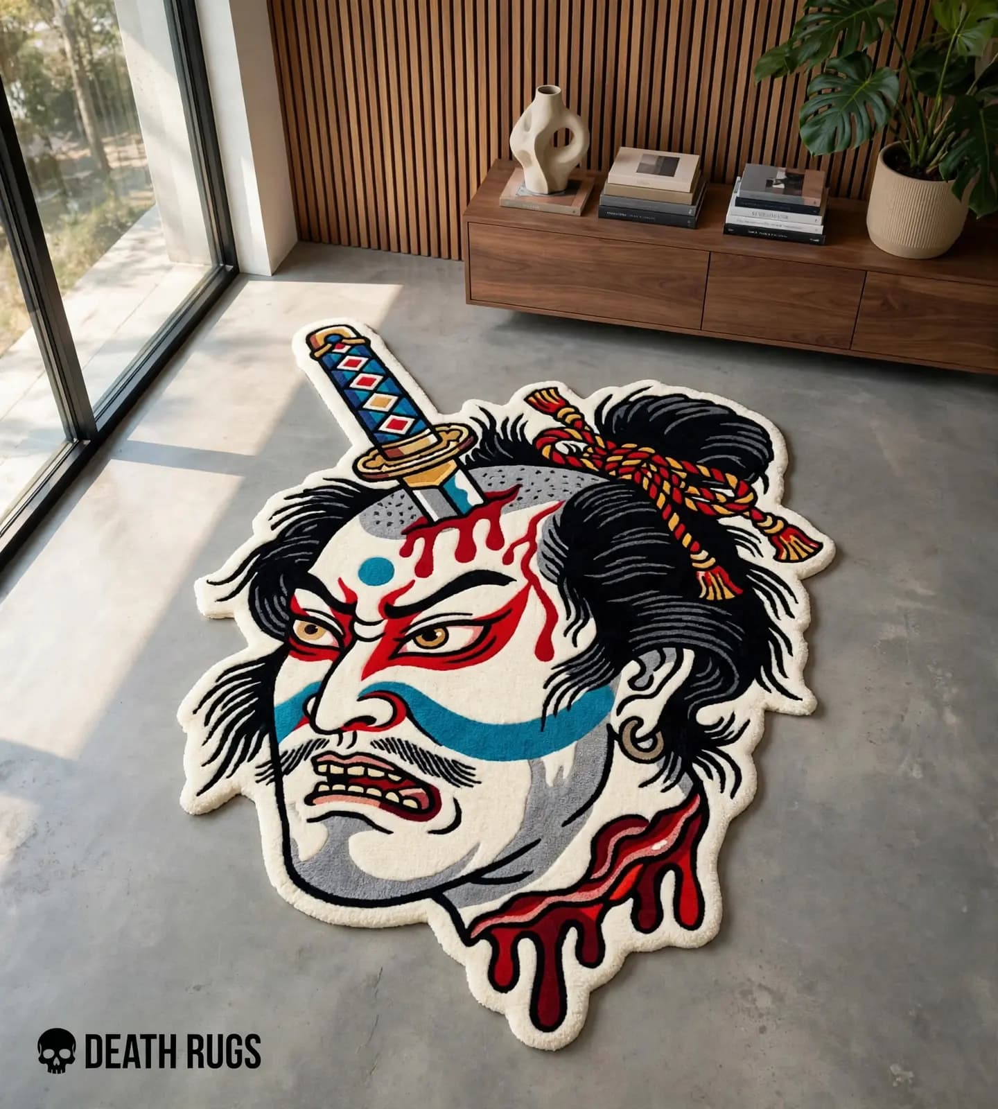 Crimson Namakubi Samurai Rugs thumbnail 5