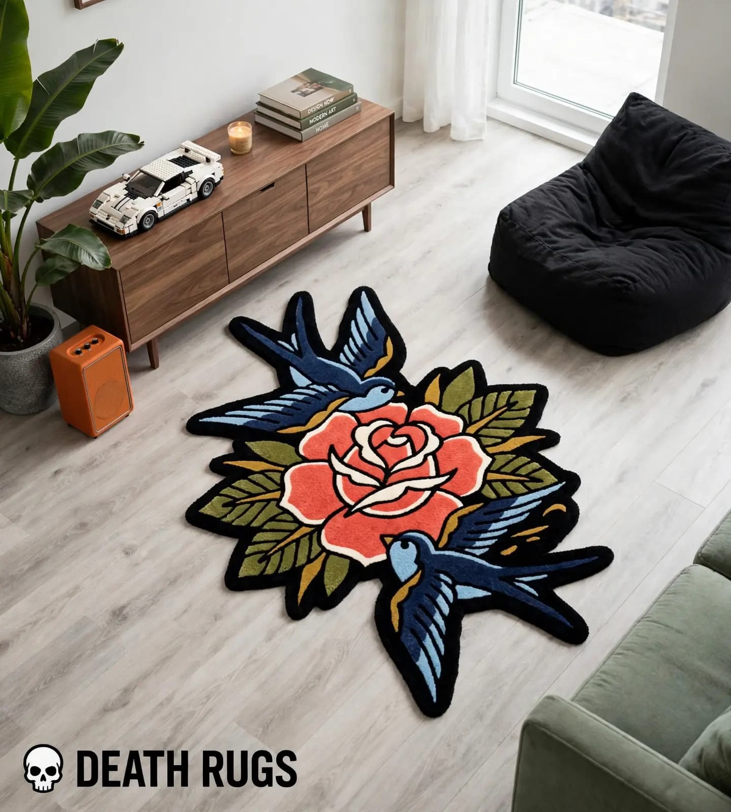 Swallows & Coral Rose Rugs thumbnail 6