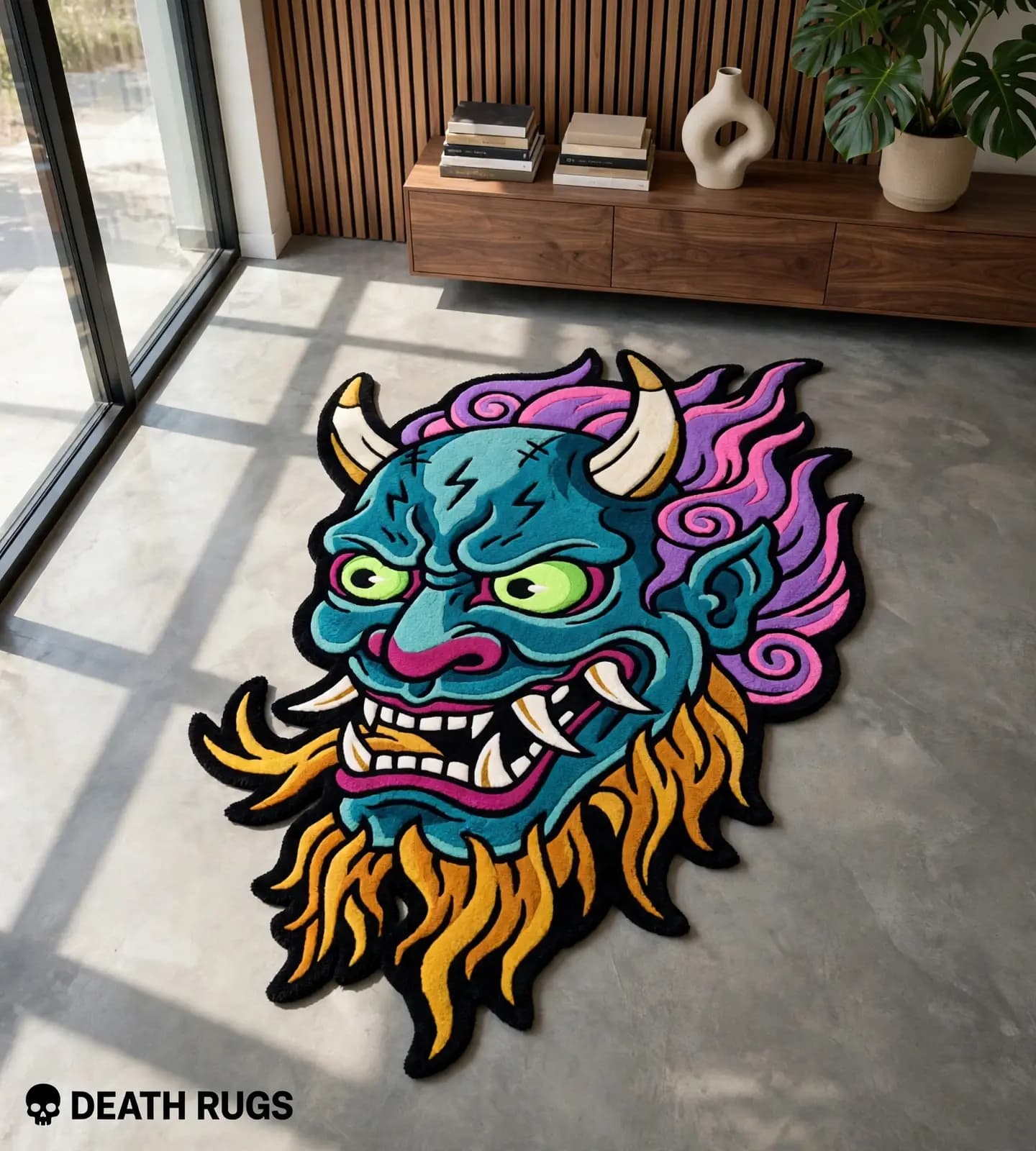 Neon Hannya Oni Rugs thumbnail 5