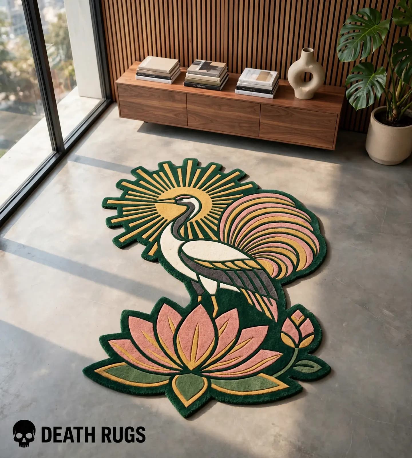 Sunrise Crane Lotus Rugs thumbnail 8