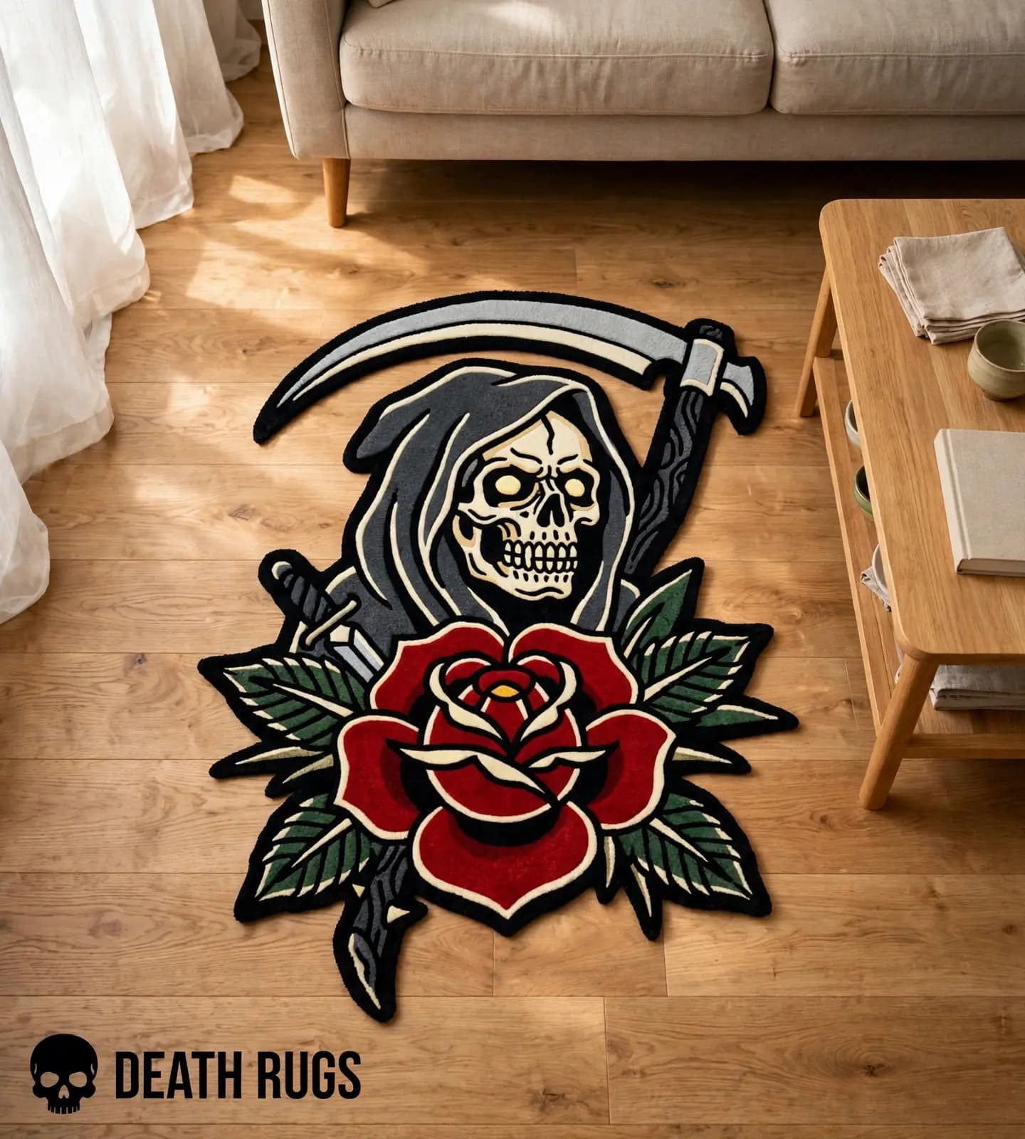 Grim Reaper Scythe Rose Rugs alternate