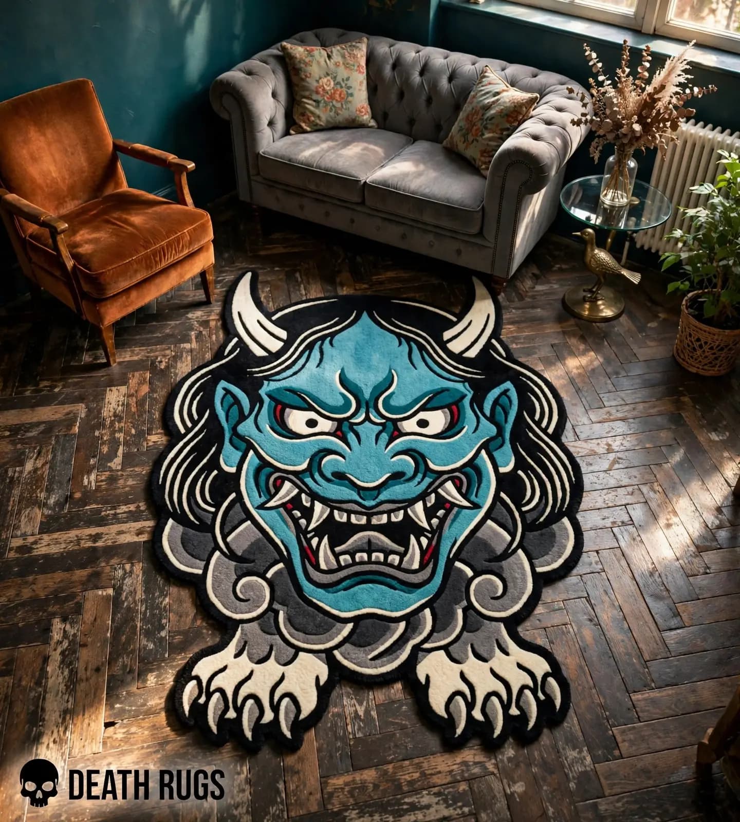 Azure Horned Oni Rugs alternate