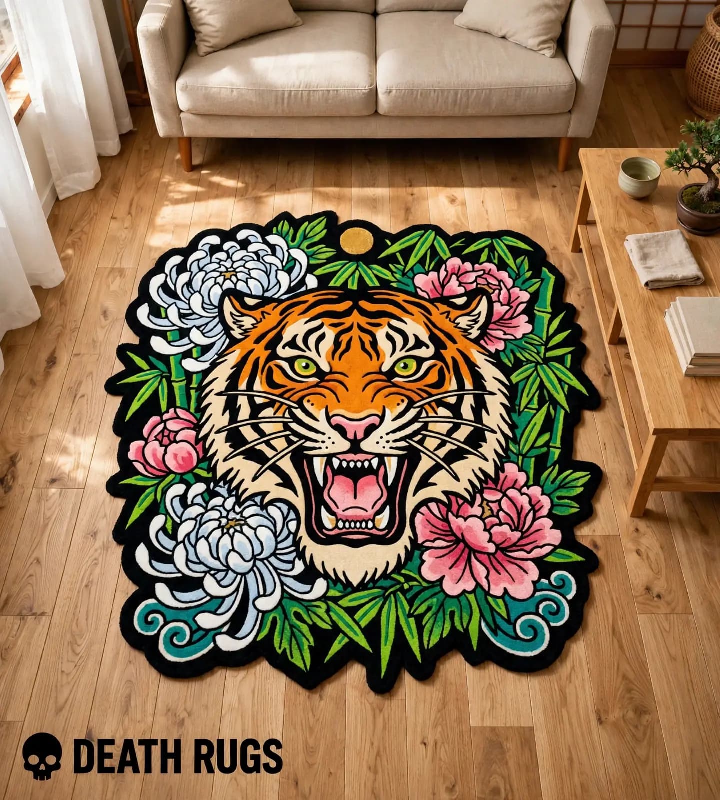 Roaring Tiger Chrysanthemum Rugs thumbnail 7