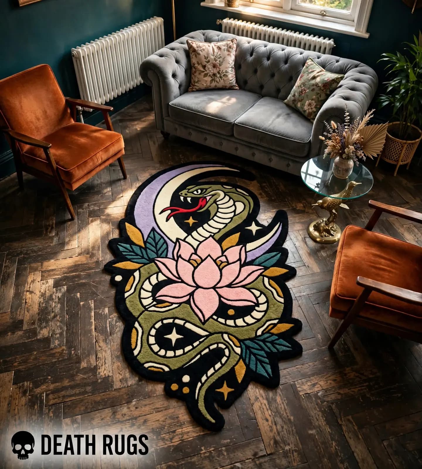 Moon Serpent Lotus Rugs thumbnail 5