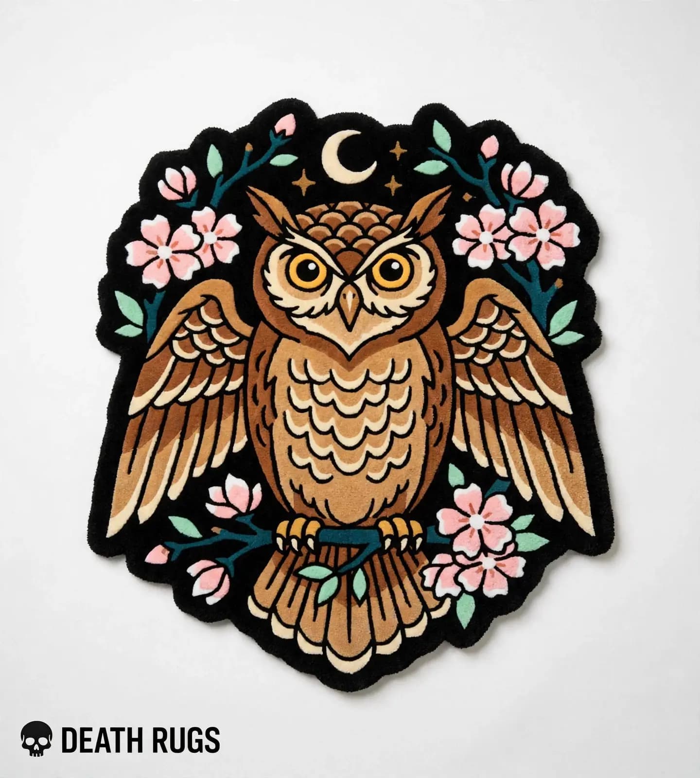 Midnight Blossom Owl Rugs