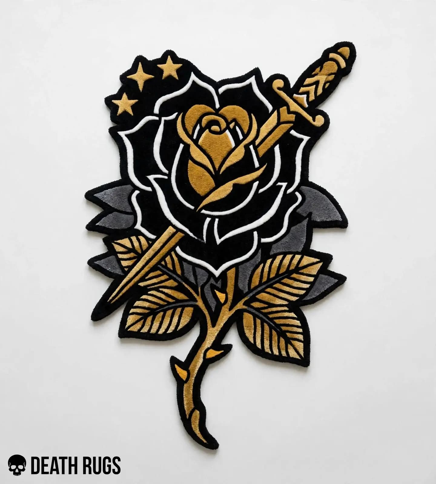Golden Dagger Black Rose Rugs