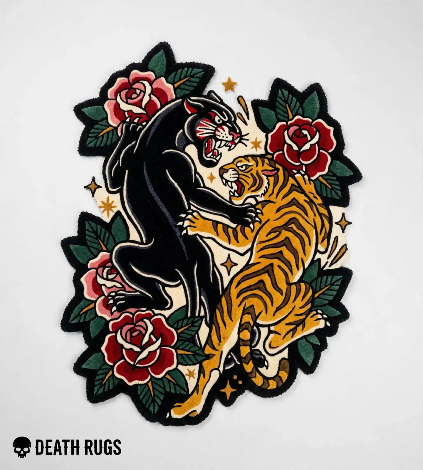 Panther vs Tiger Roses Rugs