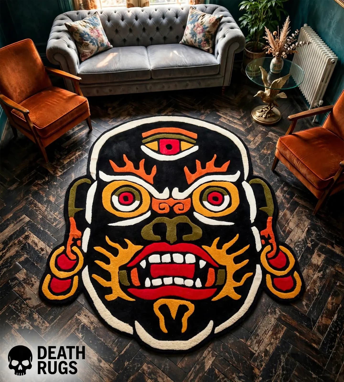 Third Eye Mahakala Mask Rugs thumbnail 4