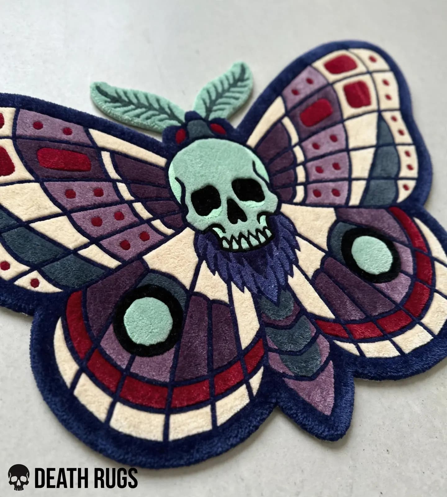 Midnight Skull Moth Rugs alternate