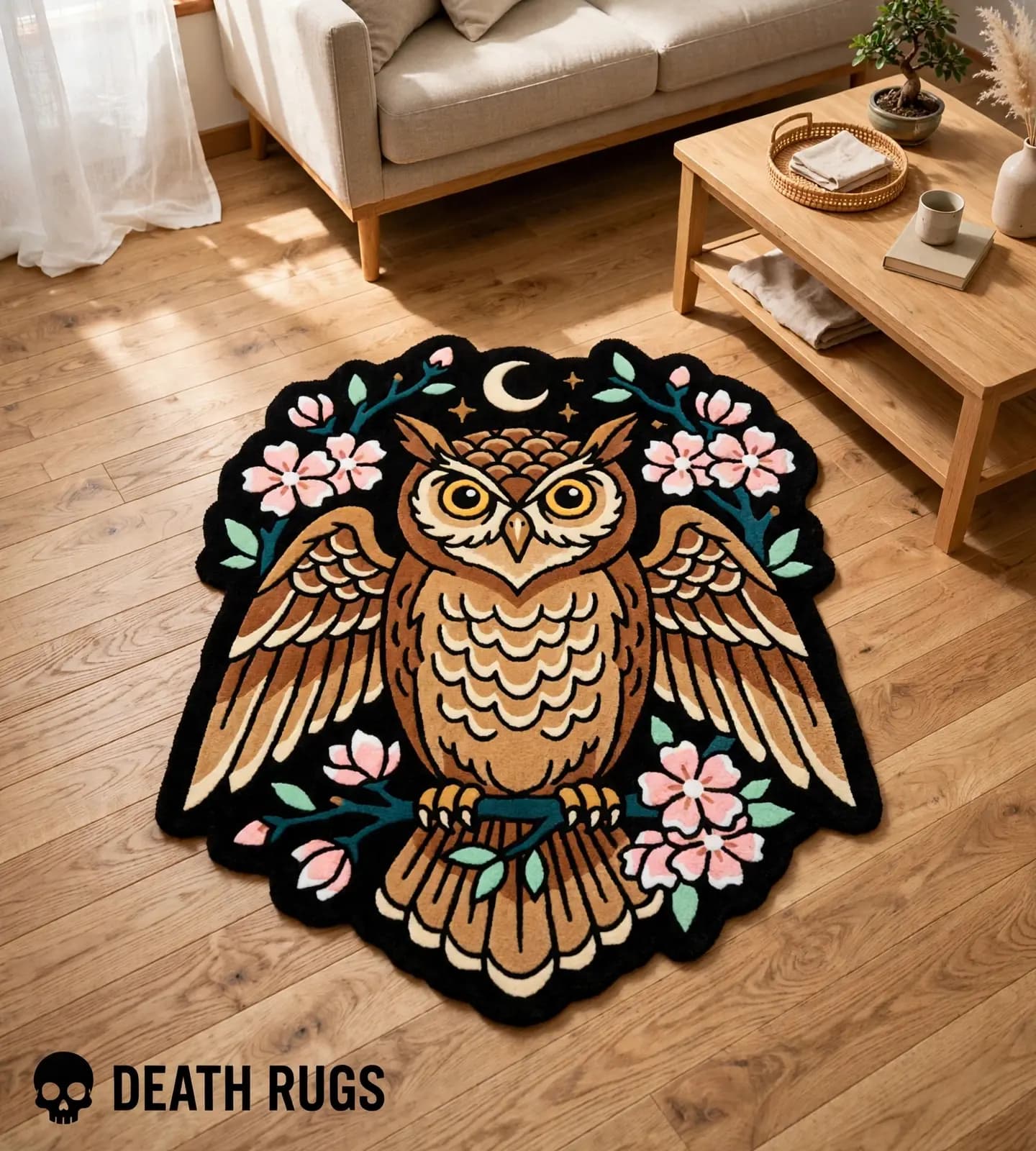 Midnight Blossom Owl Rugs thumbnail 6