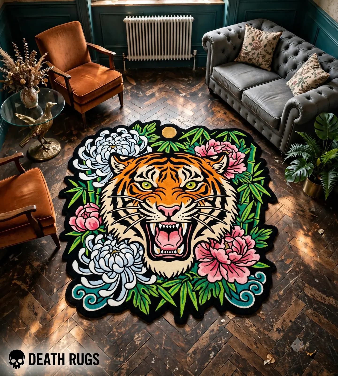 Roaring Tiger Chrysanthemum Rugs thumbnail 4