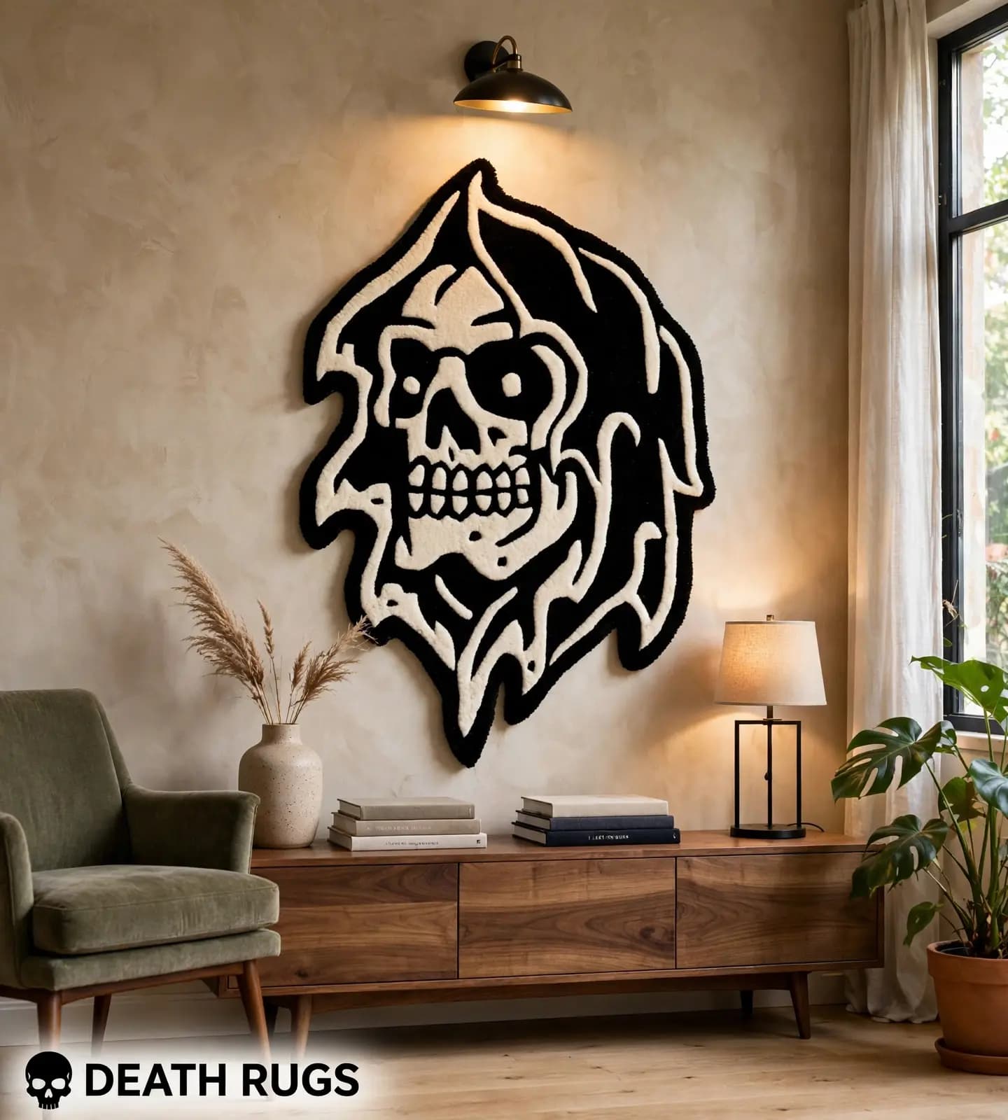 Hooded Reaper Skull Rugs thumbnail 3