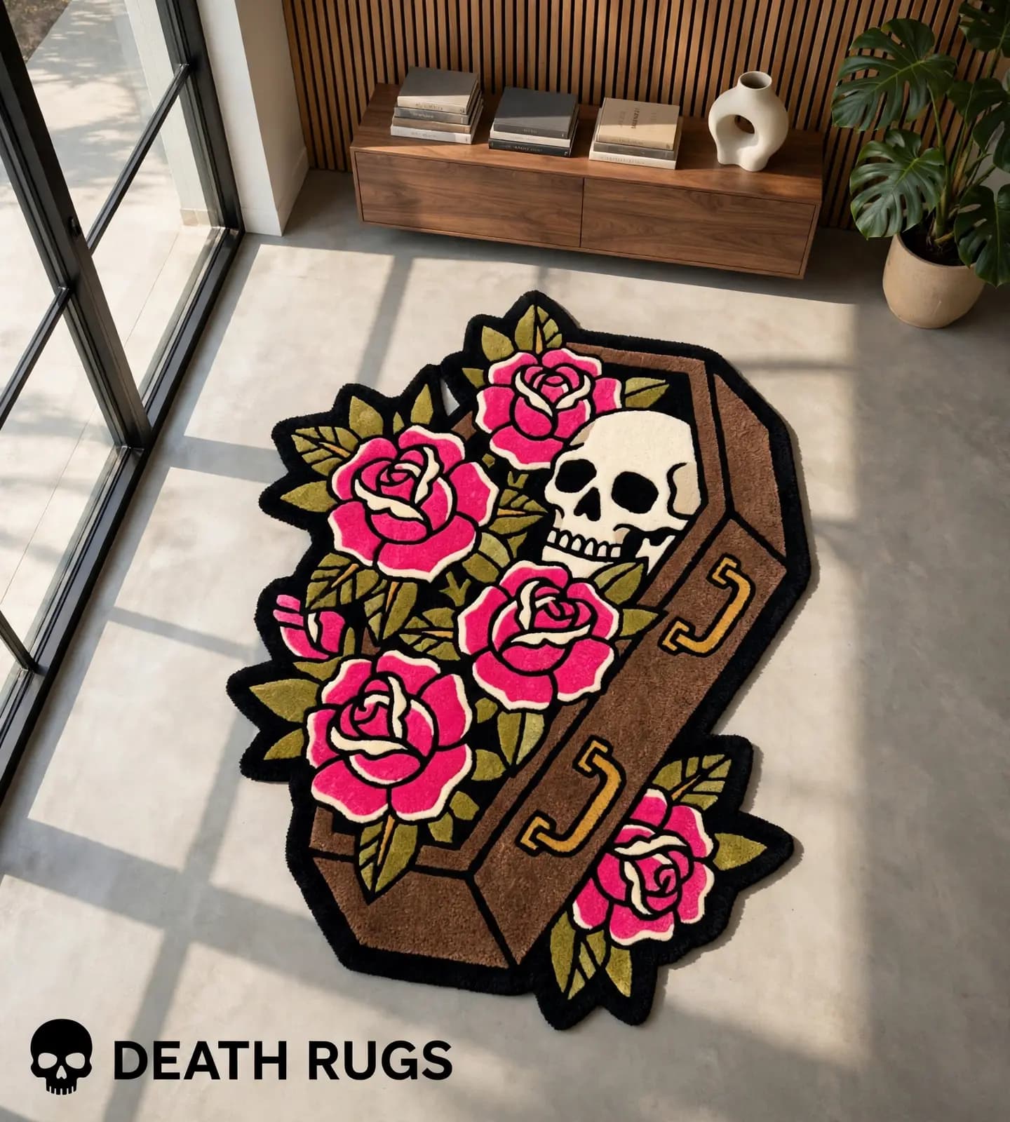 Coffin Rose Skull Rugs thumbnail 6