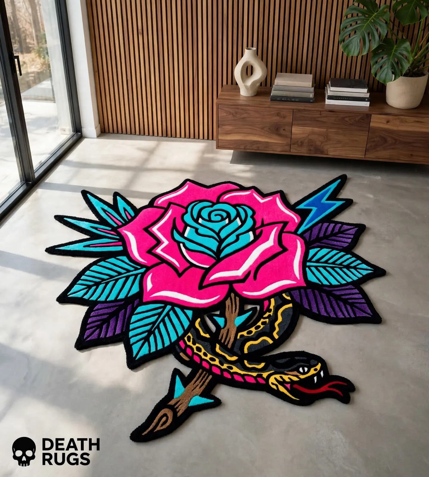 Neon Serpent Rose Rugs thumbnail 6