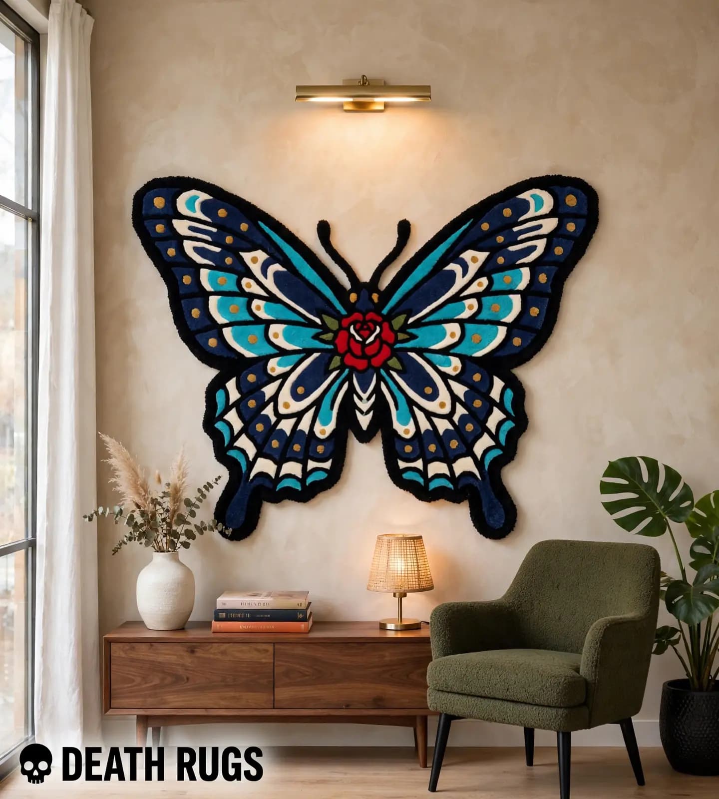 Rose Monarch Butterfly Rugs thumbnail 3