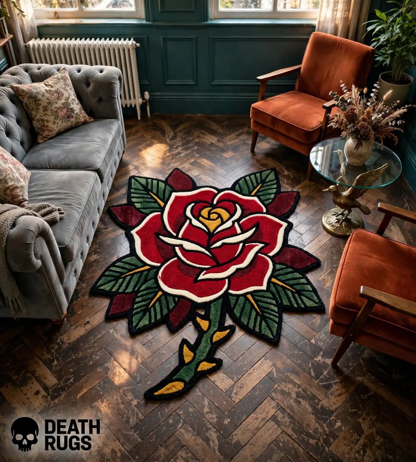 Thorned Stem Rose Rugs thumbnail 5